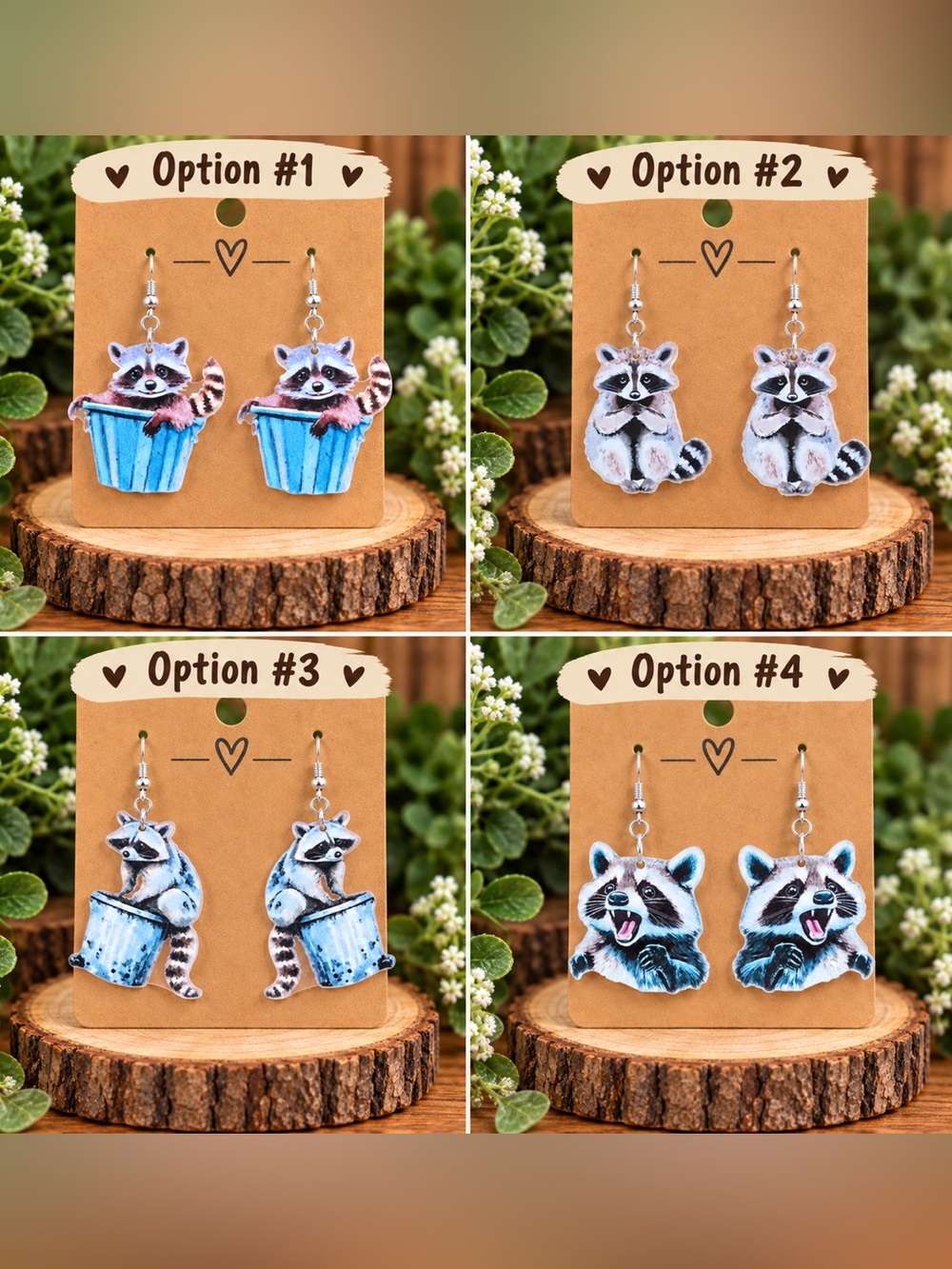 Handcrafted Raccoon Earrings-Buyers Choice